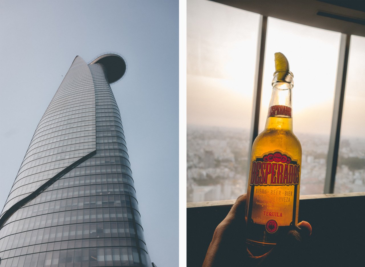 Roof-top bar trên đỉnh Bitexco Financial Tower là nơi tuyệt vời để ngắm nhìn thành phố từ trên cao.