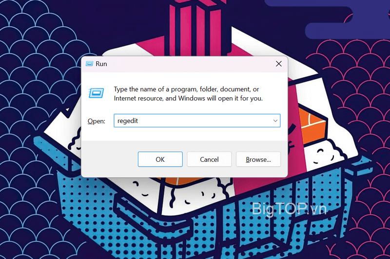 chỉnh sửa sổ đăng ký thông qua công cụ Run Windows 11